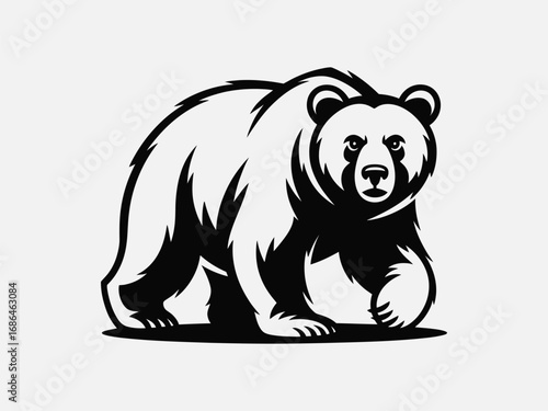 Illustration of a bear, showcasing its strength and wild nature in a simple yet powerful design for various applications