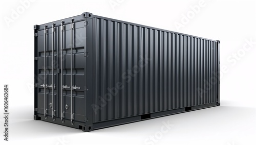 a large black shipping container isolated on white background