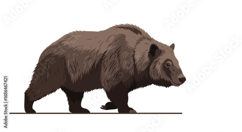 Majestic grizzly bear walking confidently showcases nature's power and resilience for branding wilderness imagery