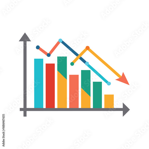 Flat Vector Of Market Trend Arrows With Decline