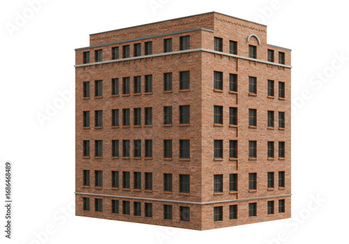 Multi story brick building 3 d model isometric view