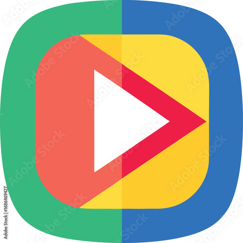 Video play button icon with rounded square shape
