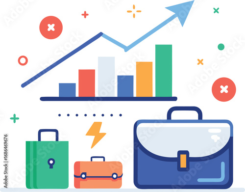 Flat Vector Of Portfolio Growth And Decline Comparison