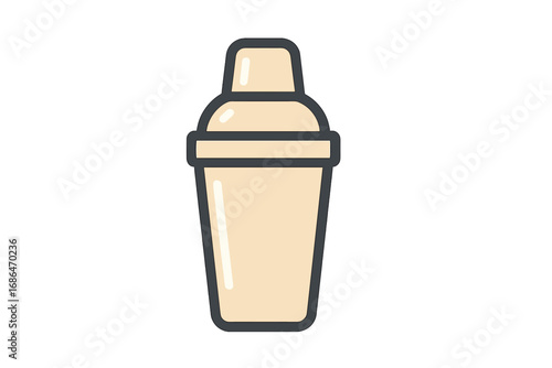 Cocktail shaker icon vector illustration. Bar tool for mixing drinks and beverages. Bartender equipment for mixology. Concept for alcohol, party, barman, and pub menu. Modern.