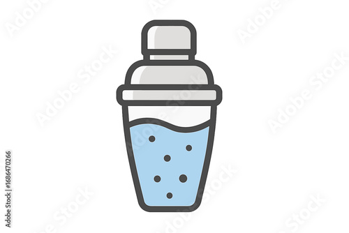 Cocktail shaker vector icon. Bartender tool for mixology and drink making. Bar equipment for mixing drinks. Modern flat filled outline style illustration for party concepts.