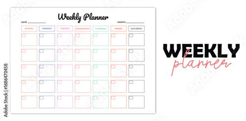 Weekly planner printable rainbow calendar template for organizing tasks schedules to do lists school and home manage
