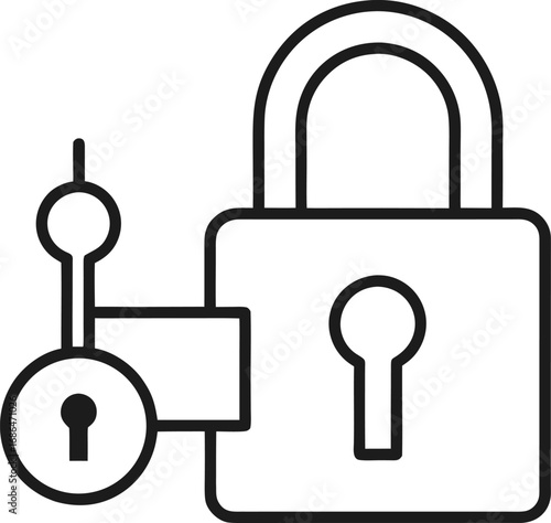 Security padlock and key icon