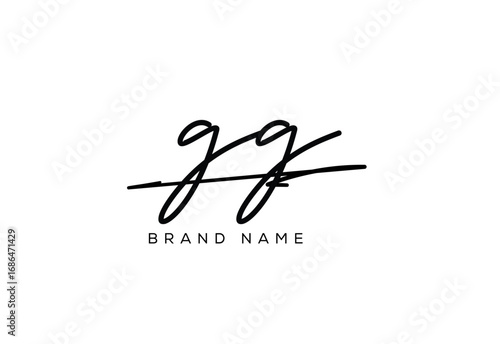 GG letter elegant cursive beauty handwriting logo.