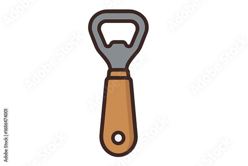Wine bottle opener icon, bottle opener tool illustration, bar accessory vector, beverage opener graphic for ads, apps, web and various card designs, transparent background, cartoon style