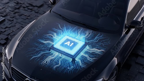 Artificial intelligence in automotive technology, self-driving cars concept vision