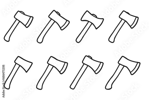 Axe line icon set. Simple linear pictogram of a hatchet for web and graphic design. Minimalistic outline symbol collection for apps and banners. Vector woodcutting tool pattern.