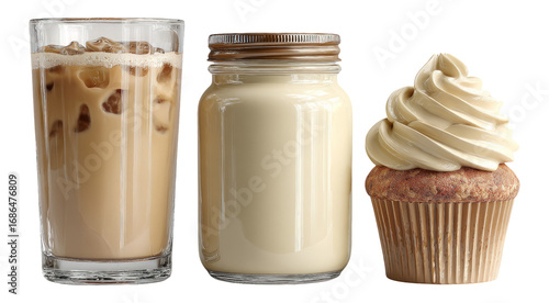 Wallpaper Mural Refreshing Beverage, Creamy Jar, and Delicious Cupcake on Transparent Background Torontodigital.ca