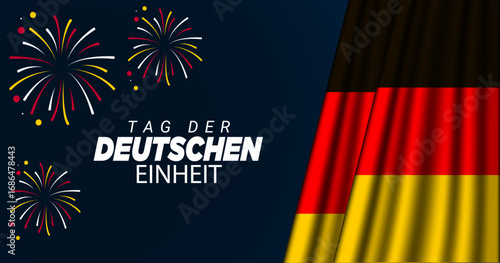 Tag der Deutschen Einheit und deutsche Flaggen auf weißem Hintergrund. Bannergestaltung zum Tag der Deutschen Einheit.
