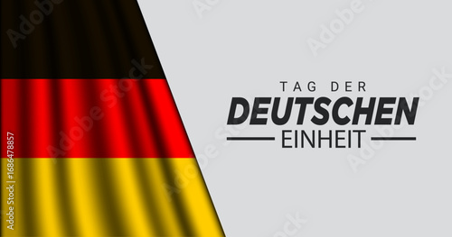 Tag der Deutschen Einheit und deutsche Flaggen auf weißem Hintergrund. Bannergestaltung zum Tag der Deutschen Einheit.