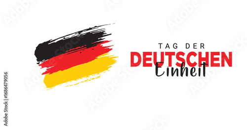 Tag der Deutschen Einheit und deutsche Flaggen auf weißem Hintergrund. Bannergestaltung zum Tag der Deutschen Einheit.
