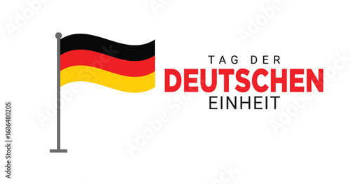 Tag der Deutschen Einheit und deutsche Flaggen auf weißem Hintergrund. Bannergestaltung zum Tag der Deutschen Einheit.