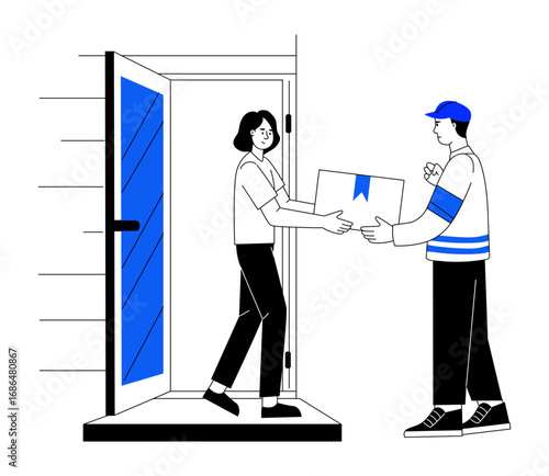 A sketchy style illustration depicting courier delivery 