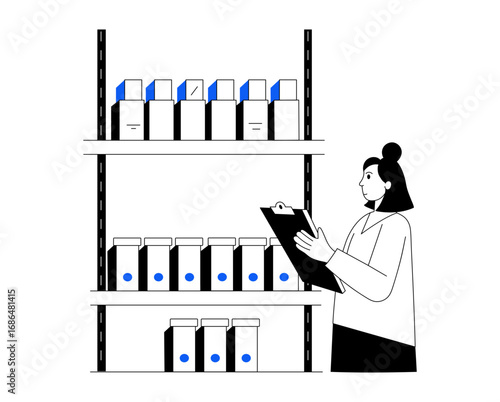 A sketchy style illustration depicting a person counting parcels 

