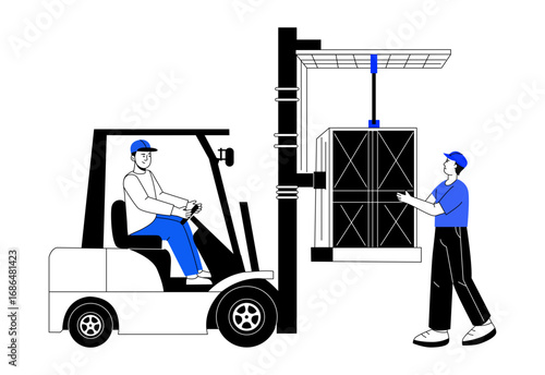 A hand drawn illustration showing a lifter machine 