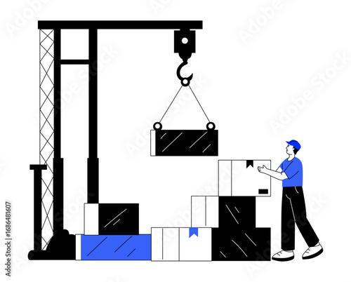 Hand drawn illustration showing a package lifter 
