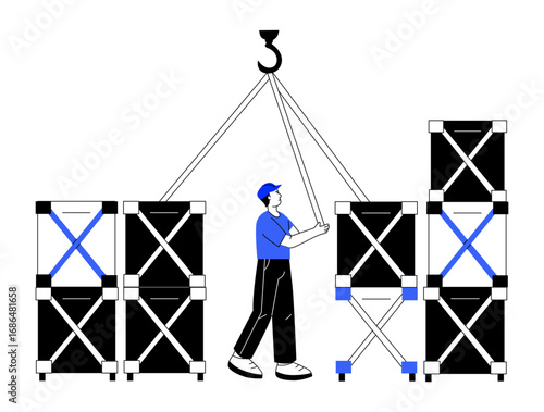 A hand drawn illustration showing a material handler 
