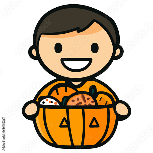 pumpkin, jack o' lantern, decoration, candy, pumpkin candy bucket, trick or treat, halloween, festival, vector, transparent background, scary, october, lantern, celebration, jack, carved, horror