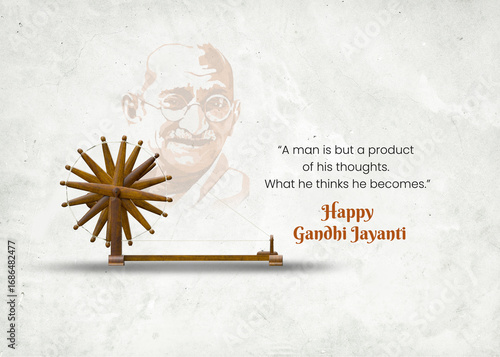 Foto Happy Gandhi Jayanti, 2nd October with Gandhiji Charkha