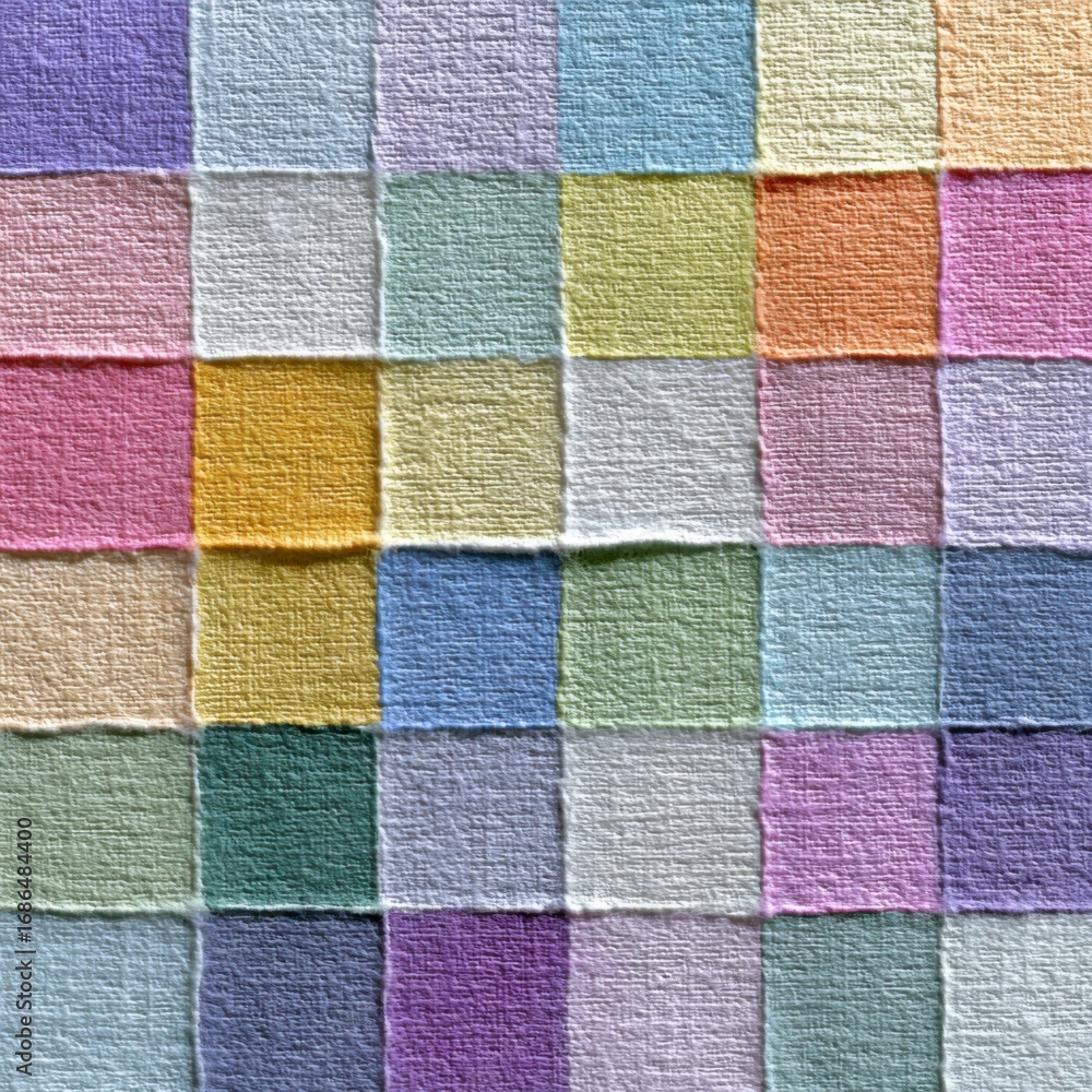Fototapeta premium Colorful wall featuring a grid of squares with a pastel grid-paper texture and faint lines creating a gentle vignette that evokes a sense of modern aesthetics and design