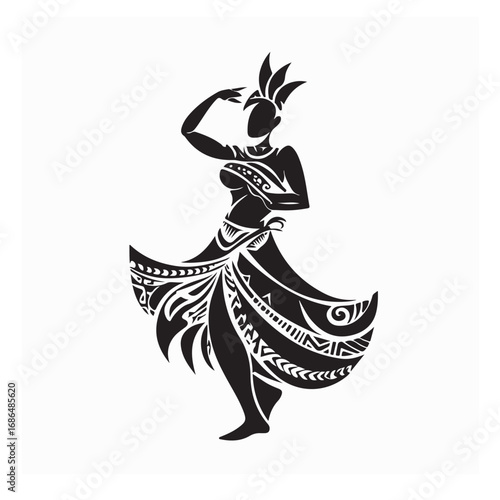 Tribal Polynesian Dance Logo Vector Illustration on white background