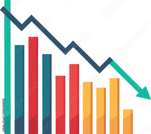 Minimalist Stock Market Chart Illustration Downward