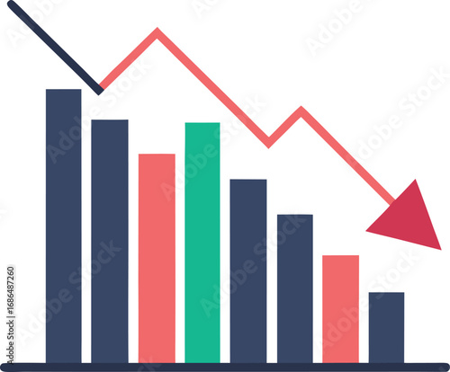 Minimalist Stock Market Trend Vector Downward