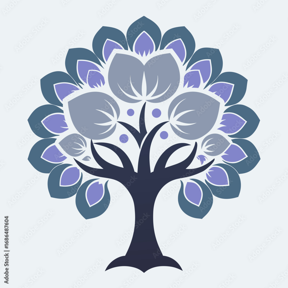 Obraz premium silhouette vector tree with flowers