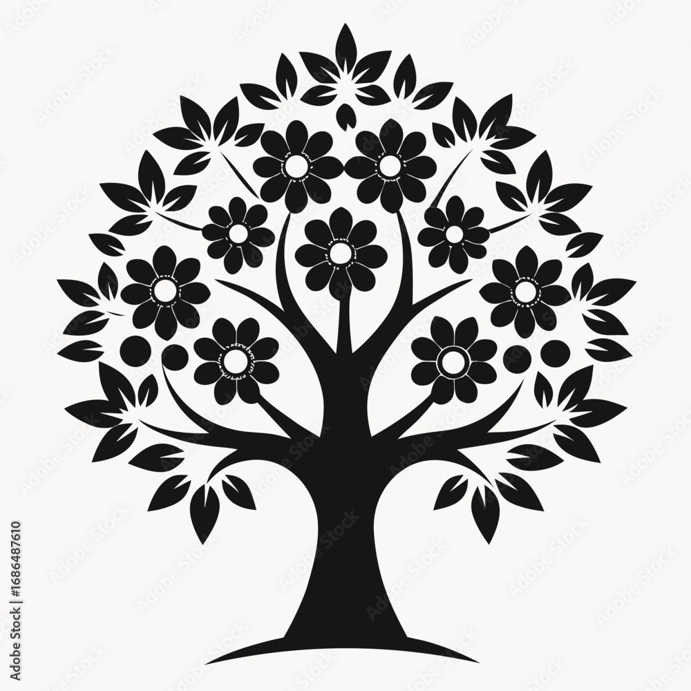 Obraz premium Bokul flower vector tree silhouette