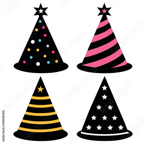Birthday hats vector icon set