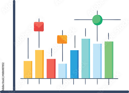 Minimalist Stock Prediction Chart Flat Vector