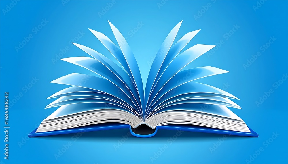 Fototapeta premium Open book with vibrant blue pages
