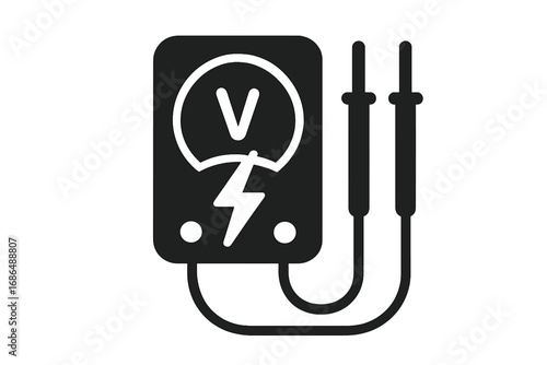 Symbol of an electrical voltmeter used for measuring voltage levels in circuits and electronics