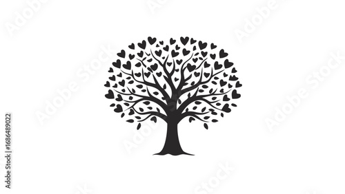 Elegant tree with heart-shaped leaves symbolizing love, growth, and connection