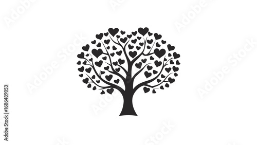 Symbolic heart tree branches spread love and connection in a vibrant, natural design