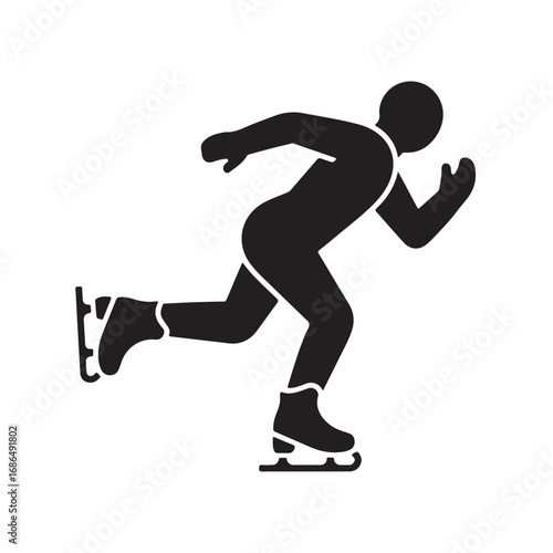 Silhouette of a Speed Skater in Motion