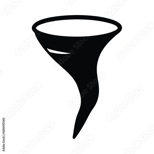 Stylized vector illustration of a swirling tornado or funnel cloud in black