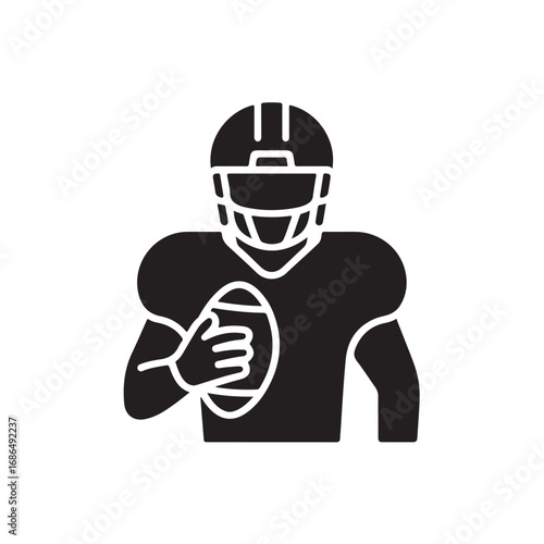 Silhouette of an American Football Player Holding a Ball