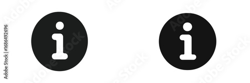 Two black informational icons displayed side by side on a white background conveying a simple design for easy recognition