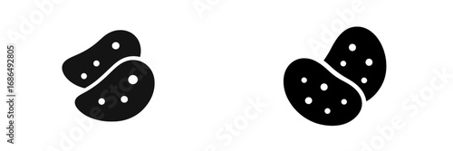 Unique abstract design showcasing two stylized shapes reminiscent of stones or seeds on a simple background