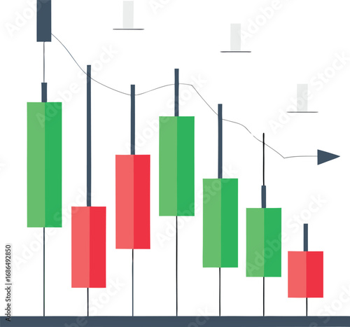 Minimal Vector Of Candlestick Chart With Falling