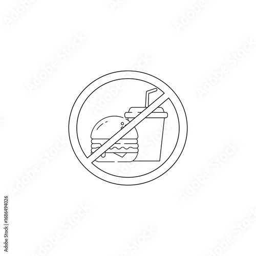 Icon Warning No Food  in Outline Style Vector Isolated Design