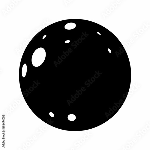 Full moon silhouette with craters in black and white minimalist graphic style