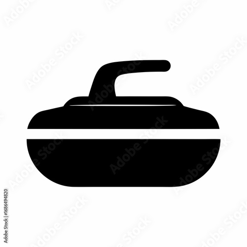 Simple Black and White Curling Stone Icon for Winter Sport Games