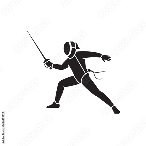 Silhouette of a Fencer in Action with Sword