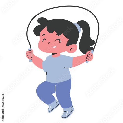 a girl jumping rope illustration